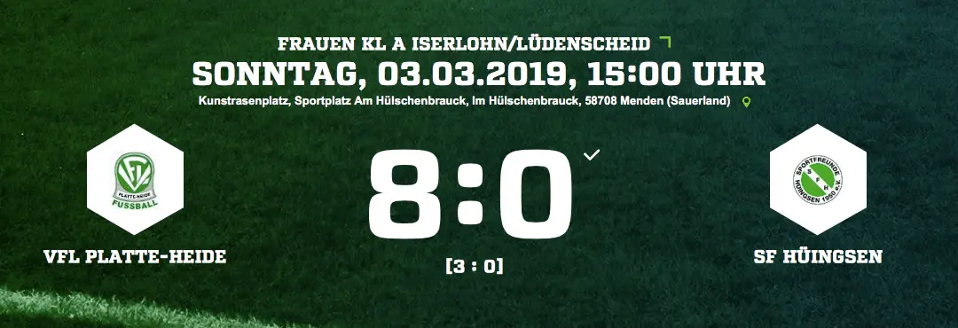 Heimsieg gegen Hüingsen