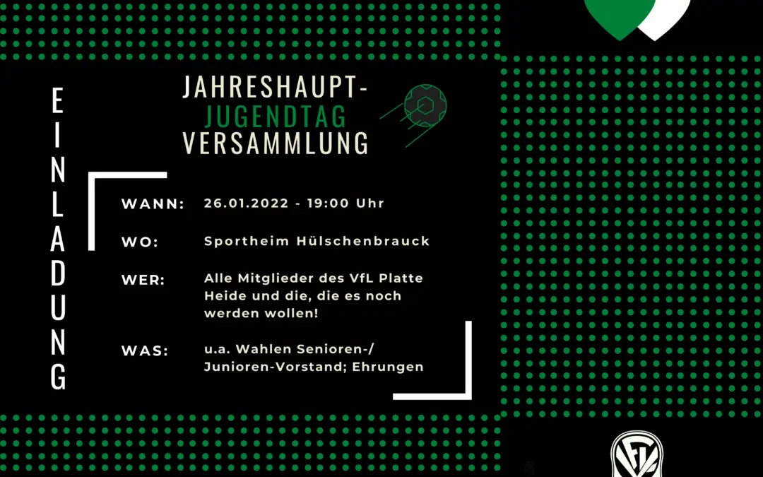 Die Fußballabteilung des VfL Platte Heide 1954/60 e.V. lädt ein!